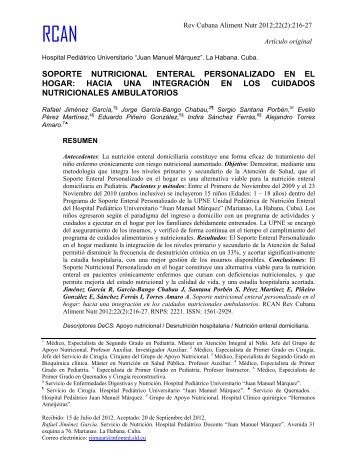 Artículo original: Soporte nutricional enteral personalizado ... - Infomed