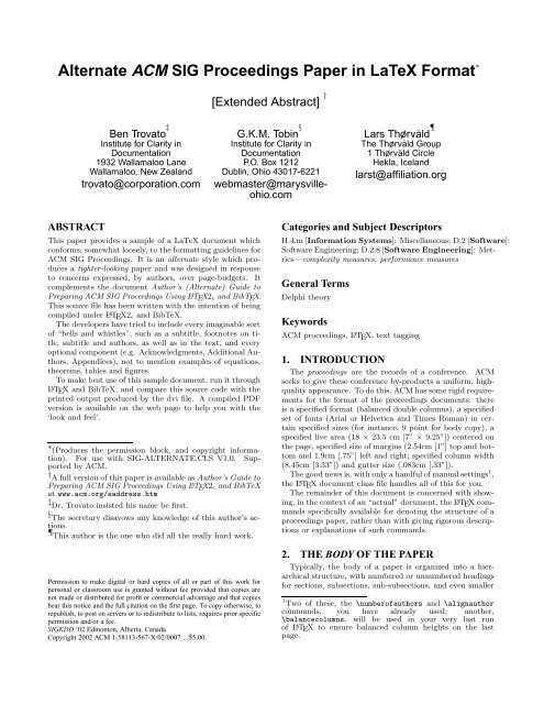 Alternate ACM SIG Proceedings Paper in LaTeX Format - SIGKDD