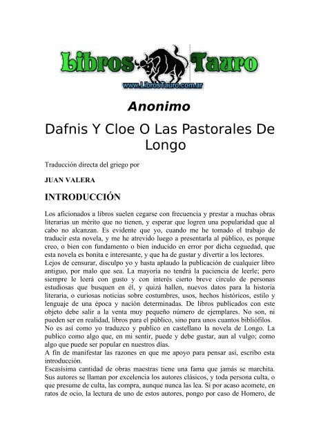 Dafnis Y Cloe O Las Pastorales De Longo - Historia Antigua