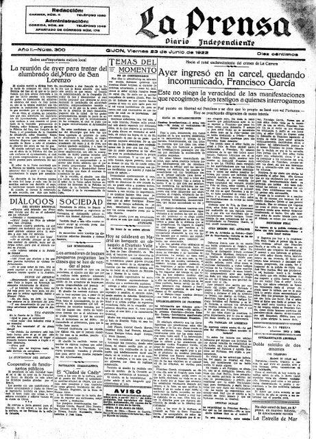 La Prensa 19220623 - Historia del Ajedrez Asturiano