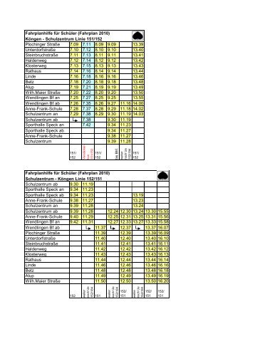 Fahrplanhilfen Schüler - RBG Wendlingen