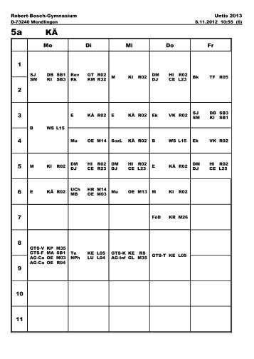 Stundenplan - RBG Wendlingen