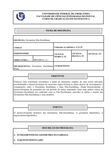 Geometria Não Euclidiana - Faculdade de Ciências Integradas do ...