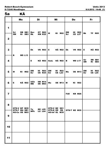 Stundenpläne - RBG Wendlingen