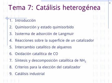 Tema 7: Catálisis heterogénea