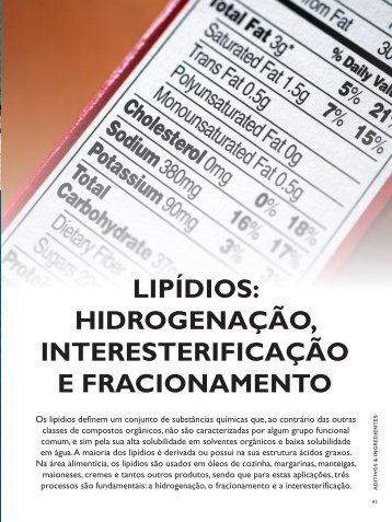 lipídios: hidrogenação, interesterificação e fracionamento