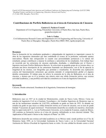 Contribuciones de Porfirio Ballesteros en el área de ... - laccei