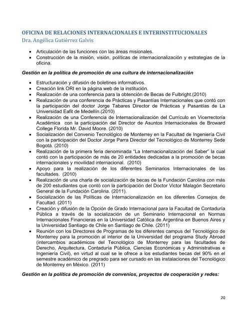 INFORME ACADÉMICO 2010 - Universidad La Gran Colombia