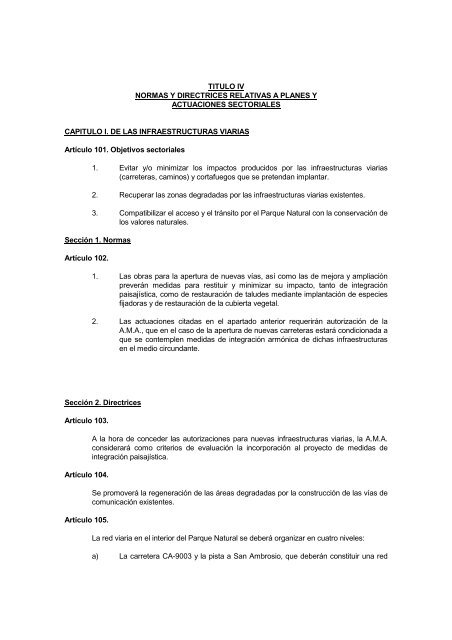 Plan de Ordenación de los Recursos Naturales y el Plan Rector de ...