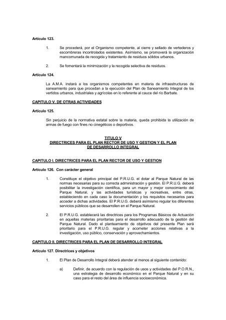 Plan de Ordenación de los Recursos Naturales y el Plan Rector de ...