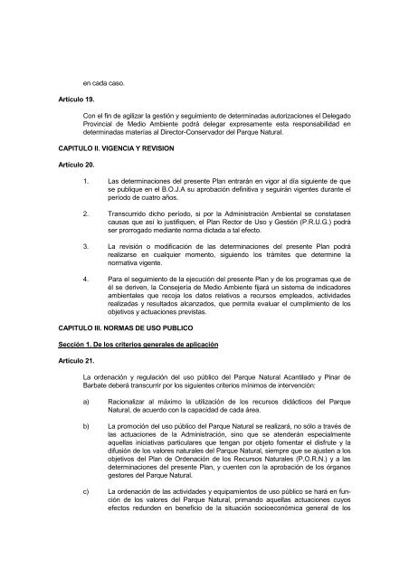 Plan de Ordenación de los Recursos Naturales y el Plan Rector de ...