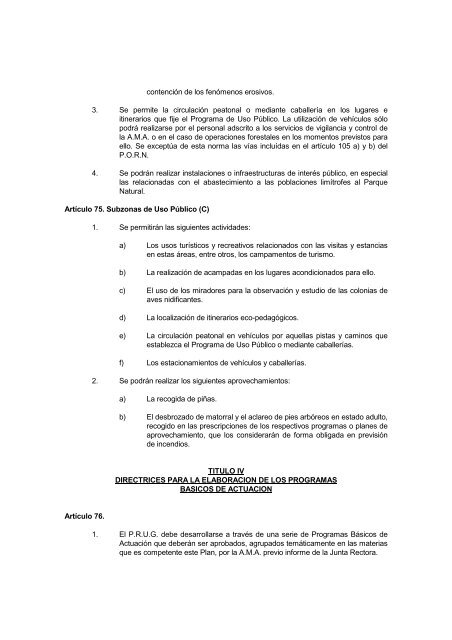 Plan de Ordenación de los Recursos Naturales y el Plan Rector de ...