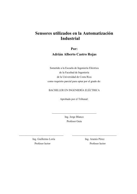 Sensores utilizados en la Automatización Industrial Por - Escuela de ...