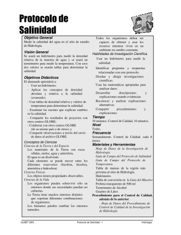 Protocolo de Salinidad - Programa GLOBE Argentina