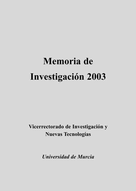 Memoria de Investigación 2003 - Universidad de Murcia