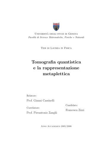 Tomografia quantistica e la rappresentazione metaplettica - INFN