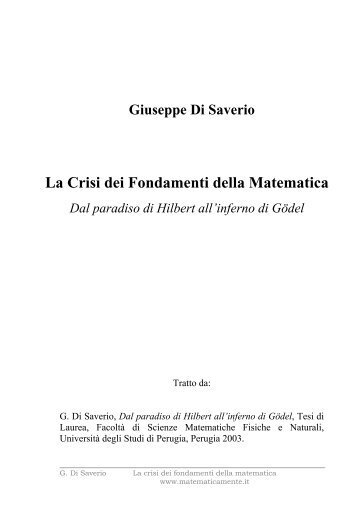 La Crisi dei Fondamenti della Matematica - Matematicamente.it