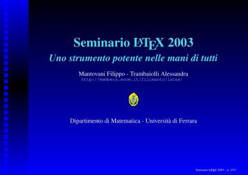 Seminario LATEX 2003 - INFN Sezione di Ferrara