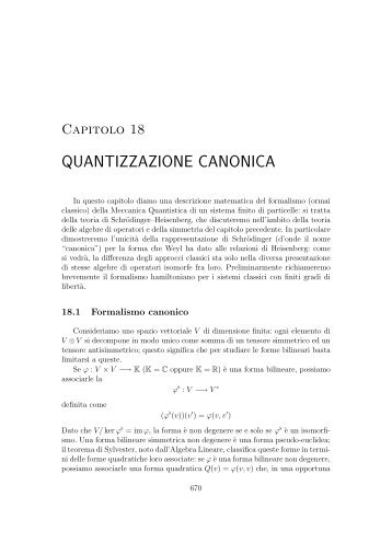 Quantizzazione canonica (meccanica quantistica dei sistemi con ...