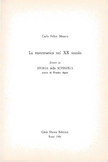 La Matematica del XX secolo - Carlo Felice Manara