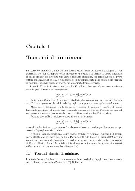 Applicazioni della teoria del minimax a problemi ... - Portale Posta DMI