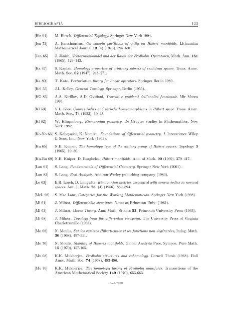 Immersioni aperte in dimensione infinita - Dipartimento di Matematica