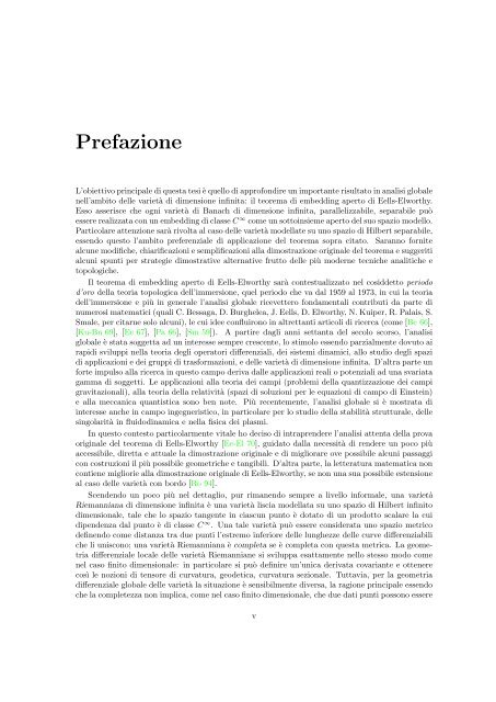 Immersioni aperte in dimensione infinita - Dipartimento di Matematica