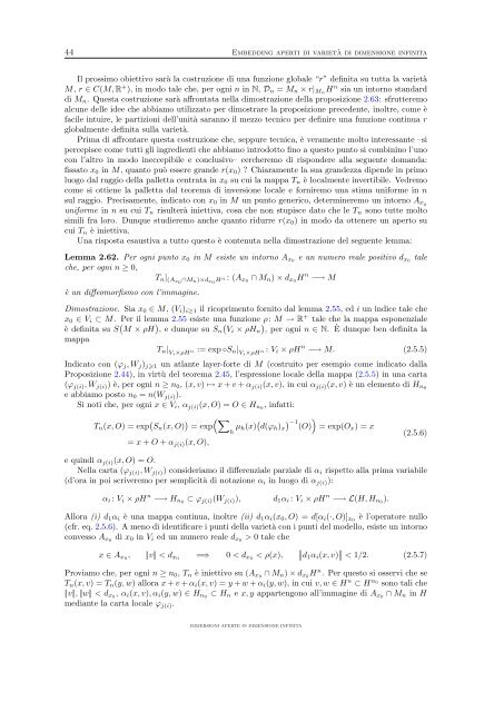 Immersioni aperte in dimensione infinita - Dipartimento di Matematica