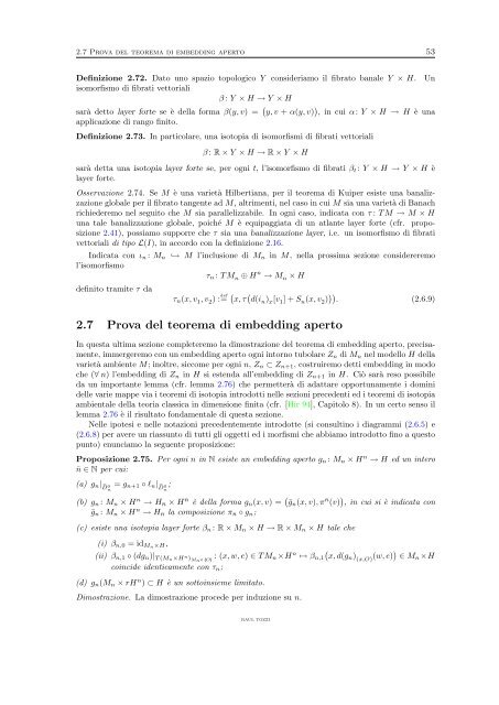 Immersioni aperte in dimensione infinita - Dipartimento di Matematica