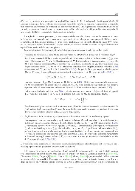 Immersioni aperte in dimensione infinita - Dipartimento di Matematica