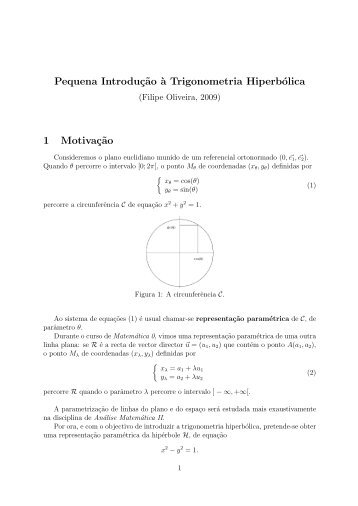 Pequena Introduç˜ao `a Trigonometria Hiperbólica 1 Motivaç˜ao