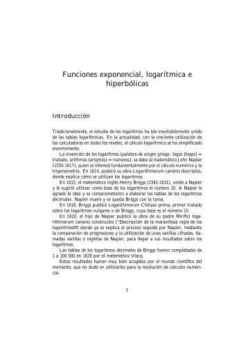 Funciones exponencial, logarítmica e hiperbólicas
