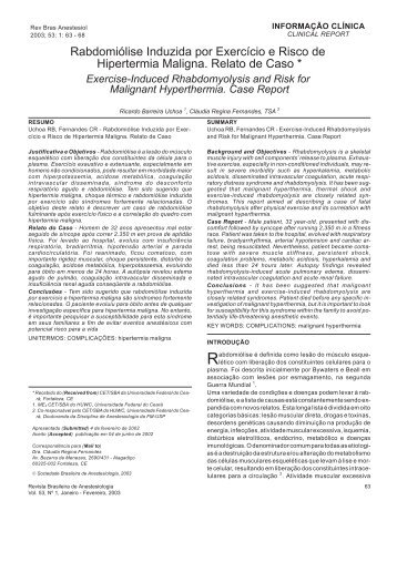 Rabdomiólise Induzida por Exercício e Risco de Hipertermia ...