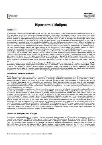 Hipertermia Maligna - Sociedade Brasileira de Anestesiologia