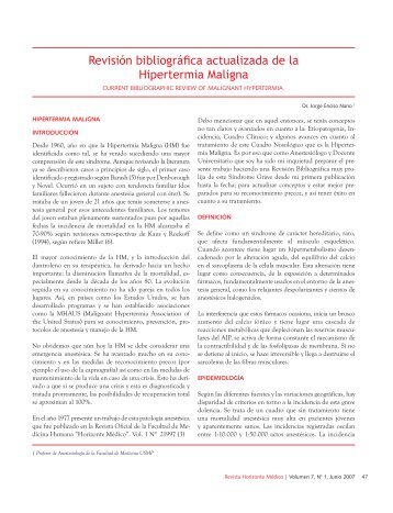 Revisión bibliográfica actualizada de la Hipertermia Maligna