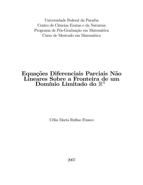 Equações Diferenciais Parciais Não Lineares Sobre a Fronteira de ...