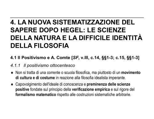 4. la nuova sistematizzazione del sapere dopo hegel: le ... - STOQ