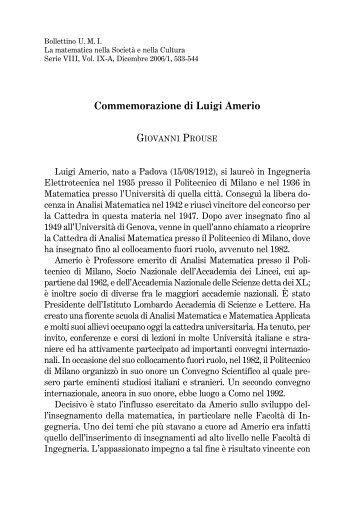 Commemorazione di Luigi Amerio - Edizione Nazionale ...