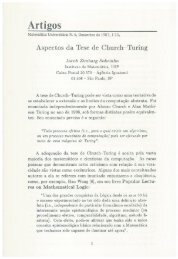 Aspectos da Tese de Church-Turing - Revista Matemática ...