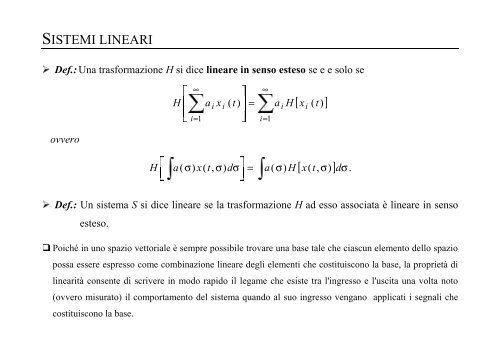 TEORIA DEI SEGNALI CERTI - Comlab