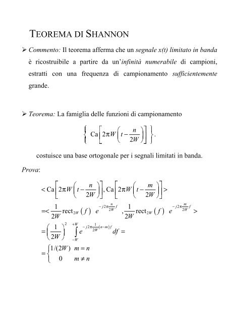 TEORIA DEI SEGNALI CERTI - Comlab