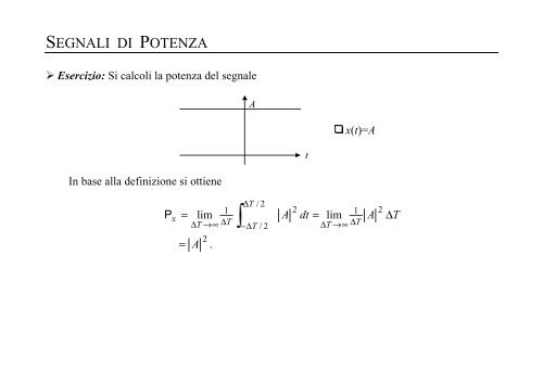 TEORIA DEI SEGNALI CERTI - Comlab