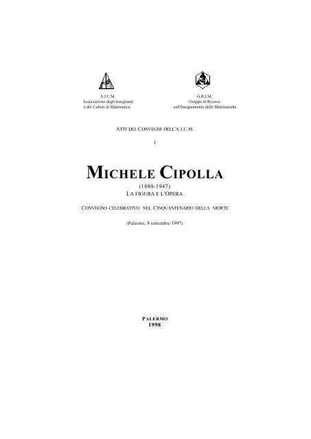 Atti del Convegno AICM-GRIM "Michele Cipolla" - Dipartimento di ...