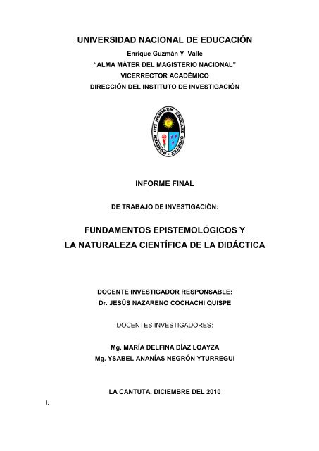 la teoria del conocimiento - Universidad Nacional de Educación ...