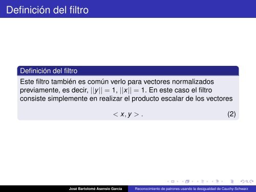 Reconocimiento de Patrones usando la desigualdad de Cauchy ...