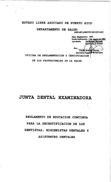 JUNTA DENTAL EXAMINADORA - Gobierno de Puerto Rico