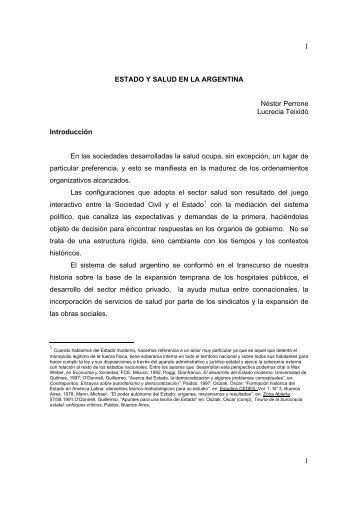 Estado y Sector Salud en la Argentina - Programa de Salud Pública ...