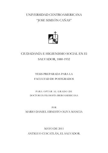 Ciudadanía e higienismo social en El Salvador, 1880-1932