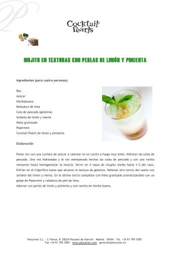 Mojito con Cocktail Pearls Limon y Pimienta - pescaviar