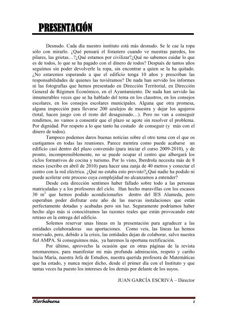 Revista Hierbabuena del curso 2009-10 - IES Alameda Utiel